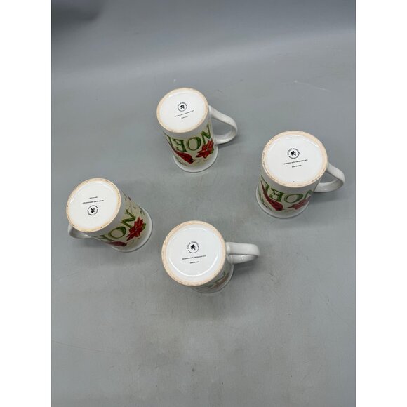 Set Of 4 Noel Cardinal Christmas Mugs royal norfolk coffee coco cup white READ - Picture 8 of 10